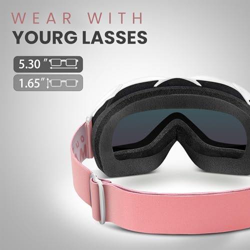 OutdoorMaster OTG Ski Goggles - Over Glasses Ski/Snowboard Goggles for Men, Women & Youth - 100% UV Protection