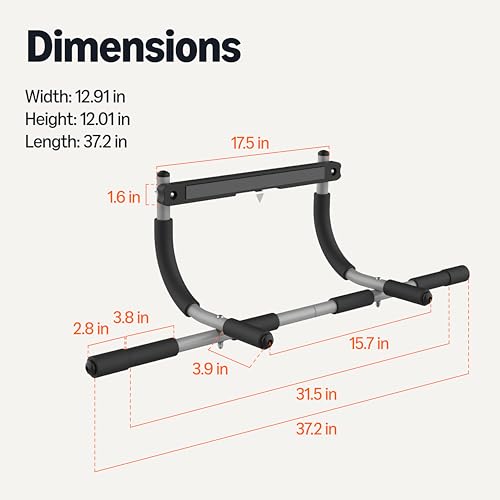 Amazon Basics Multi-Grip Doorway Pull Up Bar, 440 lbs Capacity, Silver