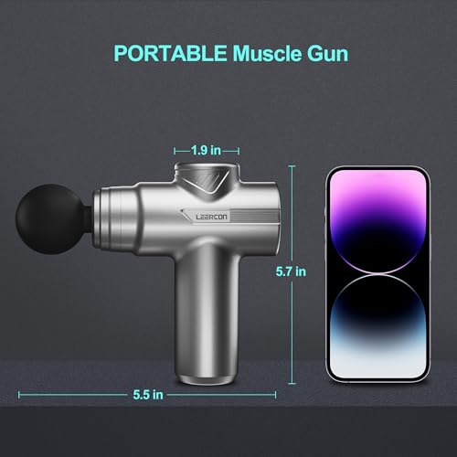 LEERCON Mini Massage Gun, Deep Tissue Relief, 6 Speeds, 4 Heads, Portable for Travel, Office & Home, Gift for Men & Women...