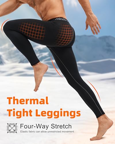 HeliosCloak 4 Pack Men's Thermal Compression Pants Fleece Lined Sports Tights Leggings Winter Athletic Baselayer Bottoms