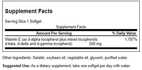 Swanson E-400 Mixed Tocopherols 400 Iu (268 mg) 250 Sgels (2 Pack)