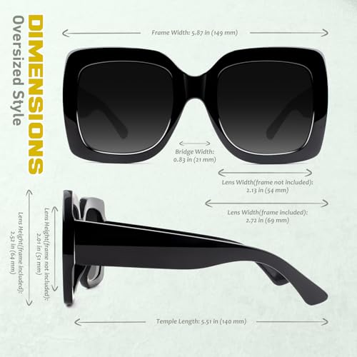 GQUEEN Oversized Square Frame Sunglasses Womens Retro Vintage Trendy Shades,S904