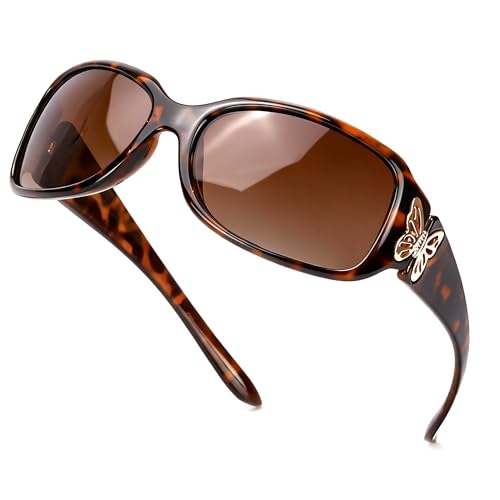 LVIOE Polarized Sunglasses for Women, Fashion Butterfly Decoration Driving Fishing-99.99% UV Protection
