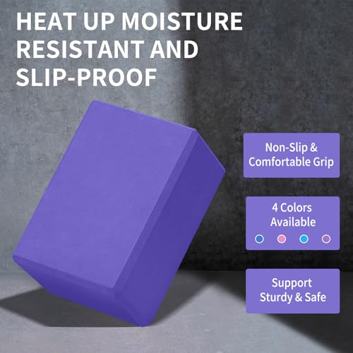 1 Pack Large Yoga Block 9x6x4 Inches, Sturdy Yoga Foam Blocks, High Density & Non Slip Surface for Yoga, Pilates & Stretch...