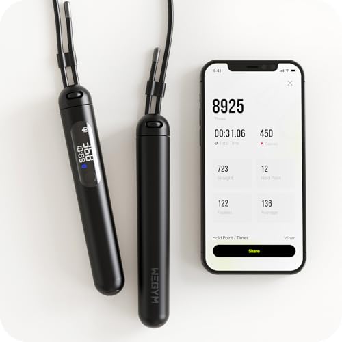 WeGym Smart Jump Rope for Men Women, Adjustable Jump Rope for Indoor Outdoor Workout, Jump Counting, Tracking - Data Analy...