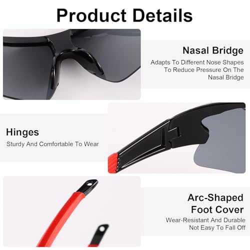 ANLIOTO 4 Pack Sports Sunglasses for Men Women, Youth Baseball Lightweigh UV Protection Sun Glasses for Cycling Running Fi...