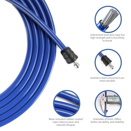 Weighted Jump Rope for Men Women with 110"&102" Abrasion-resistant Cable, Φ=6mm Crossropes jump rope with Rubber Grip,360 ...