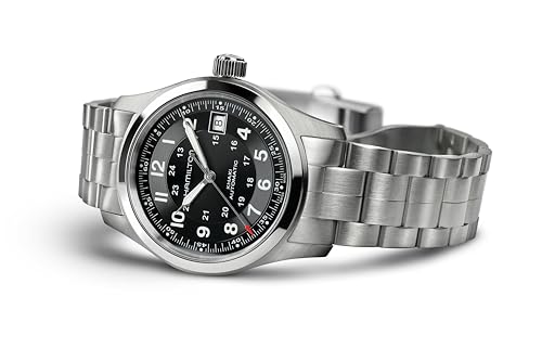 Hamilton Khaki Field Automatic Men's Watch, 38mm Stainless Steel Case, Swiss Made, Black Dial Analog Wrist Watch for Men, ...