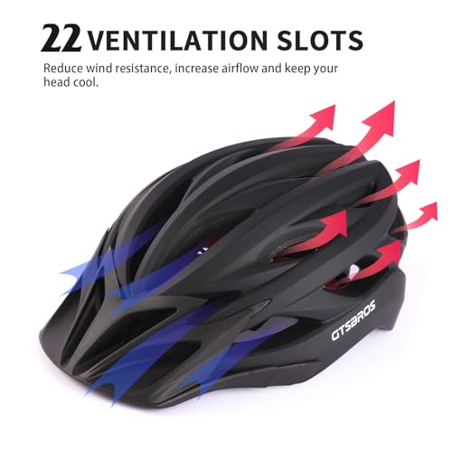 GTSBROS Bike Helmet with Visor for Women and Men – Lightweight Bicycle Helmet for Mountain Biking and City Riding