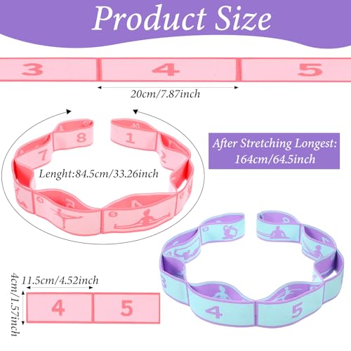 2 PCS Stretch Straps for Kids, Stretch Straps With Loops, 8 Loops Stretching Bands Yoga Strap Gymnastics Stretching Strap ...