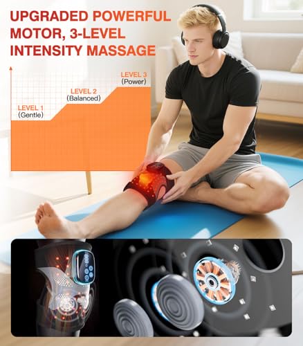 Lanieney Knee Massager with Heat and Red Light Therapy, Knee Brace with Vibration, 5000mah Wireless Cordless,660nm & 850nm...