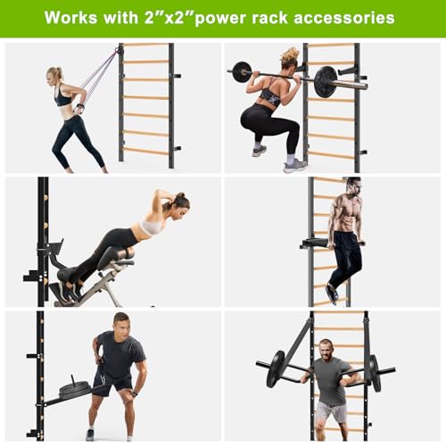 Kipika Gymnastic Stall Bar - 2"x2" Swedish Ladder with 1" Hole, Wall Mounted Pull-up Bar Ladder Suspension Trainer, Solid ...