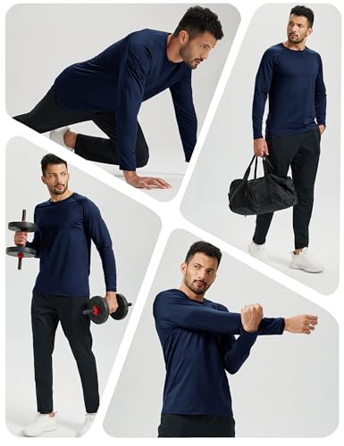 NASBING Mens Thermal Long Sleeve Shirt Base Layer Cold Weather Fleece Lined Underwear Tops Winter Undershirt