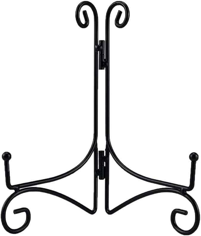 SVENJBB Black Iron Plate Stand, 6 Inch Plate Holder for Display, Small Metal Plate Display Stands for Cookbook, Picture Frame, Photo, Decorative Plates (6 Inch, 1 Pack)