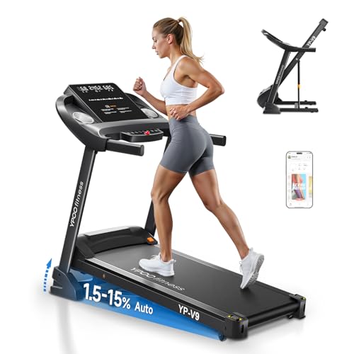 Treadmills for Home with Incline, Auto Foldable Running Treadmills, 8.0 MPH Walking Pad Treadmill with Bluetooth, 300 lbs ...