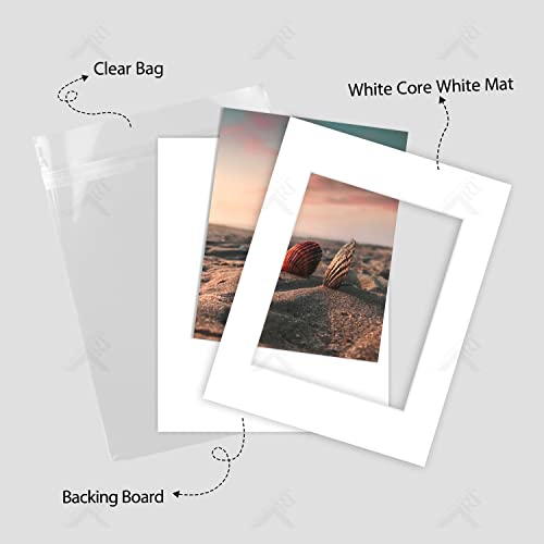 Golden State Art, Acid Free, Pack of 25, 11x14 White Picture Mats Mattes with White Core Bevel Cut for 8x10 Photo + Backin...