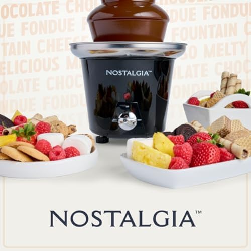 Nostalgia 3 Tier Electric Chocolate Fondue Fountain Machine for Parties - Melts Cheese, Queso, Candy, and Liqueur - Dip St...