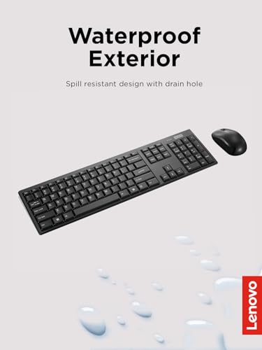 Lenovo 100 Wireless Keyboard and Mouse Combo – Cordless Set with Spill Resistant Quiet Keys – 3-Zone Keyboard - Ambidextro...