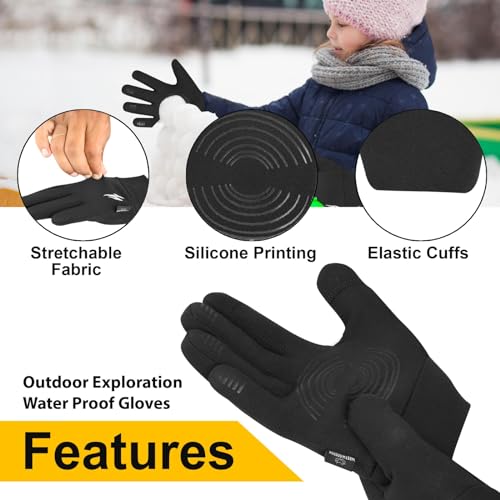 WESTWOOD FOX Kids Winter Gloves Anti Slip Thermal Gloves Touch Screen Fleece Breathable Childrens Gloves Windproof Boys Gi...