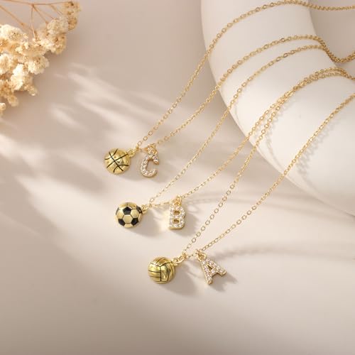 SKIRIFLA Volleyball Gifts for Teen Girls Women, Initial A-Z Name Letter Volleyball Necklace Christmas Gifts for Team Playe...