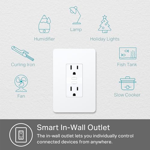 Kasa Smart Plug KP200, In-Wall Smart Home Wi-Fi Outlet Works with Alexa, Google Home & IFTTT, No Hub Required, Remote Cont...
