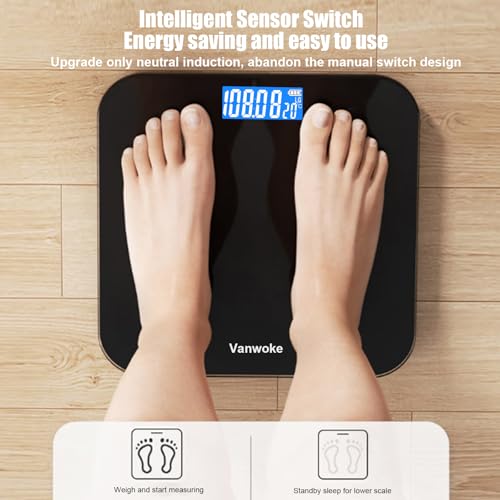 Smart Scale for Body Weight Digital Bathroom Scale with Temperature Indication Corner Design Highly Accurate Body Weight S...
