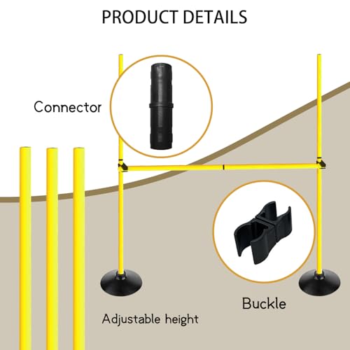 Voodans Adjustable Height Agility Hurdle Set Multi-Function Soccer Trainning Pole Set Coaching Sticks with Rubber Base