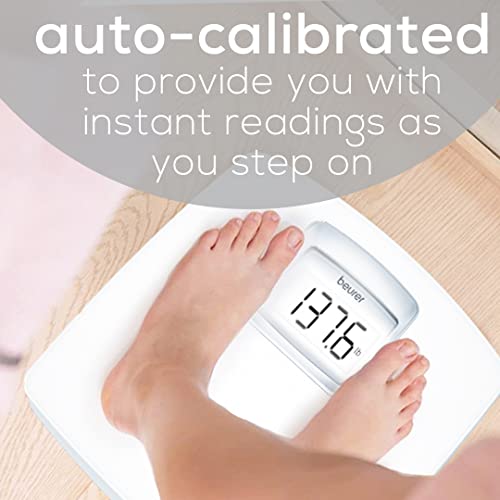 Beurer PS25 Digital Bathroom Scale for Body Weight – 400lb Capacity, Auto-Calibrate, XL Backlit Display – Glass, Precise a...