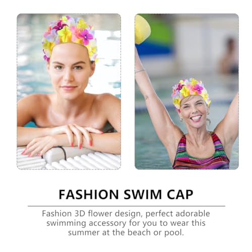 Didiseaon Flower Swim Cap Petal Shower Cap for Women Girls Three-Dimensional Floral Petal Stylish Bathing Hat Retro Handma...
