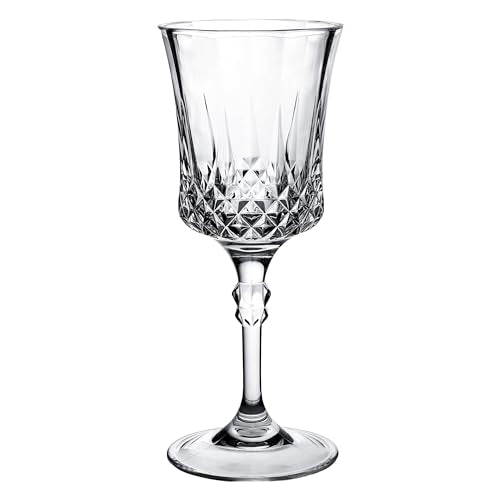 Crystal Cut Disposable Clear Plastic Wine Goblets - 11oz, 4 Pieces - Durable & Sophisticated Drinkware for Parties and Events