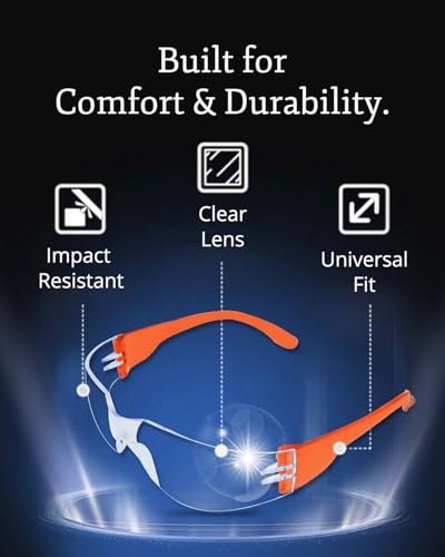 Aqulius 24 Bulk Safety Glasses for Men & Women - ANSI Z78.1 Certified - Scratch/Impact Resistant Crystal Clear Eye Protect...