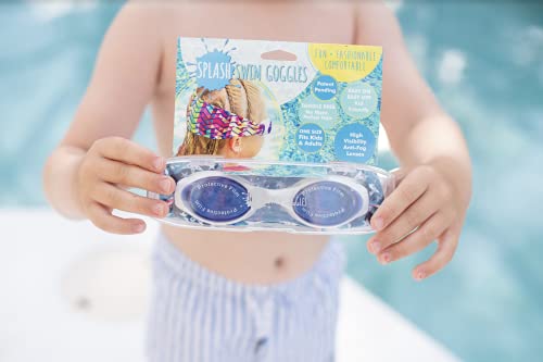 Splash Place SWIM GOGGLES with Fabric Strap - Adult & Kids Swim Goggles - Around The World Theme