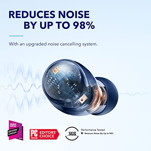 soundcore by Anker Space A40 Auto-Adjustable Active Noise Cancelling Wireless Earbuds, Reduce Noise by Up to 98%, 50H Play...