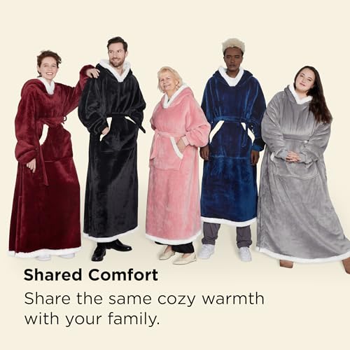 Bedsure Wearable Blanket Hoodie, Long Hooded Blanket Sweatshirt as Christmas Birthday Gifts for Women, Cozy Sherpa Hoodie ...