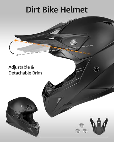 YEMA Dirt Bike Helmet DOT Approved - Motocross ATV MX BMX Offroad Full Face Helmet with 8 Ventilation Vents & Removable Li...