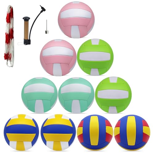 ZHUOKECE Volleyball, 10 Pack Official Size 5 Inflatable Volleyballs Pool Volleyball Spike Training Equipment Outdoor Sand ...