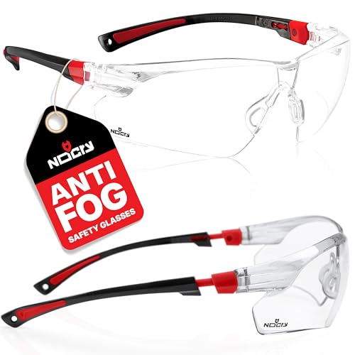 NoCry Clear Safety Glasses for Men and Women with Anti-Fog and Scratch Resistant Wrap Around Lenses, Adjustable Temples an...