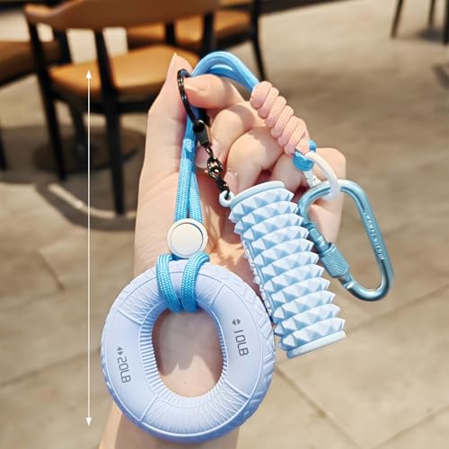 Silicone Grip Strengthener with Mini Foam Roller Keychain Bag Charm- Portable Hand Exerciser