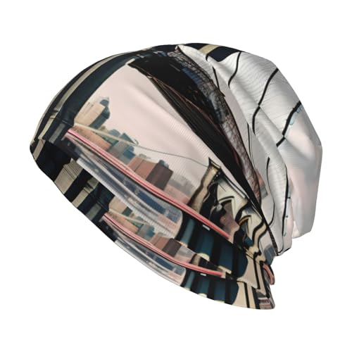 bnvaab Brooklyn Bridge S Print Beanie Hat for Men and Women Stretchy Slouchy Winter Warm Cap Headwear Accessory Black
