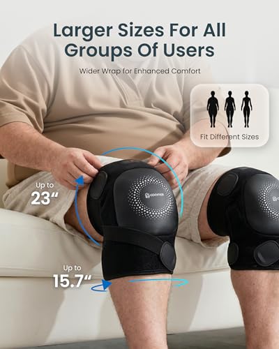 COMFIER Cordless Knee Massager with Heat and Vibration for Pain Relief, Graphene Heating pad for Knee with 3 Heat Levels &...