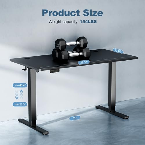 DUMOS 40 Inch Electric Standing Desk Height Adjustable, Sit to Stand Up Computer Workstations Work PC Table Home Office St...
