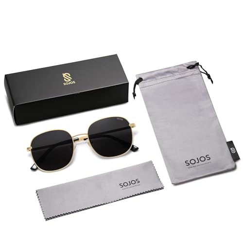 SOJOS Classic Trendy Square Sunglasses for Women Men Cute Big Frame Gold Shades SJ1137