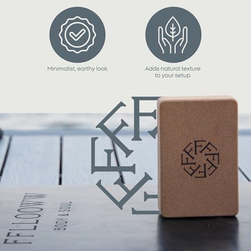 FFLLOOWW Premium Cork Yoga Block – Non-Slip, High-Density Support for Yoga, Pilates, Stretching, Home Workouts & Balance T...