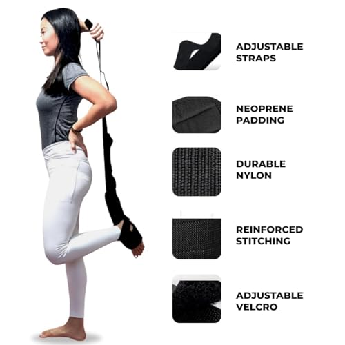 Yaghzu Foot and Calf Stretcher - Stretching Strap for Plantar Fasciitis, Achilles Tendonitis, Heel Spurs, Foot Drop, & Ham...