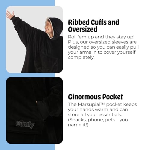 THE COMFY Original | Sherpa Lined Microfiber Fleece Wearable Blanket, Oversized Design with Hood and Pocket from Shark Tank
