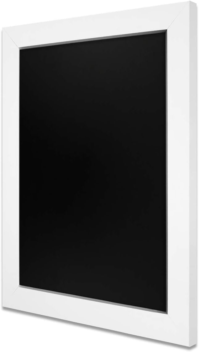 Loddie Doddie Magnetic Chalkboard Sign - 11" x 14" White Frame - Magnetic Wall Board & Magnet Display for Photos - Easy-Erase Chalkboard Message Center