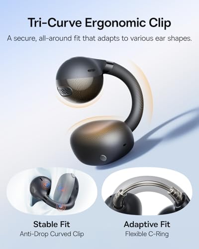 Baseus Bass BC1 Open Ear Earbuds Clip-On Headphones, Open-Ring Comfort with Tri-Curve Snug Clip, Powerful Sound with Super...