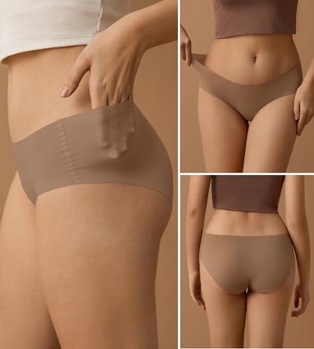 SHARICCA Womens Seamless Underwear No Show Hipster Panties Invisible Lightweight Nuage Bikinis Briefs Microfiber Pack