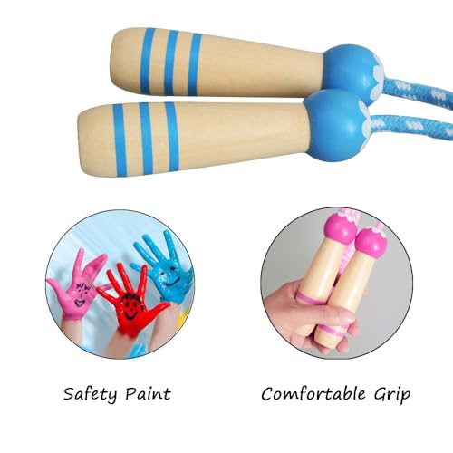 Jump Rope for Kids, Lorvain Adjustable Skipping Rope, Kids Jump Ropes with Wooden Handle for Girls Boys, Weighted Jumping ...