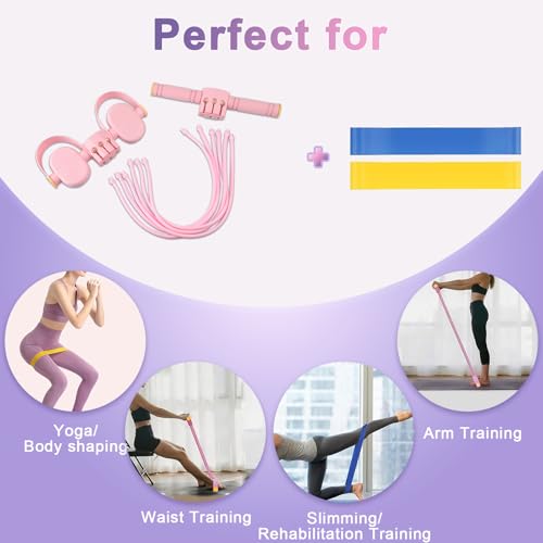 Pedal Resistance Band with Handle,Upgrade 6-Tube Detachable Yoga Bands,Multi-Functional Resistance Band Fitness Equipment,...